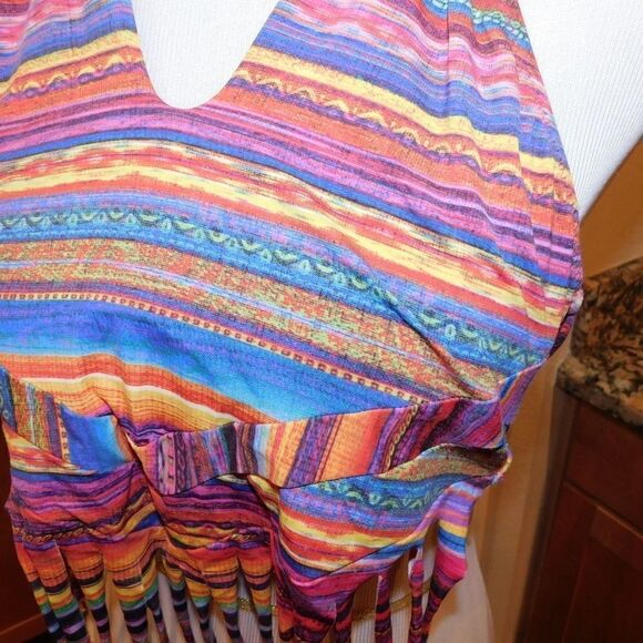 Multicolor Embellished Fringe Swim Tanktini (D9) - Picture 2 of 8